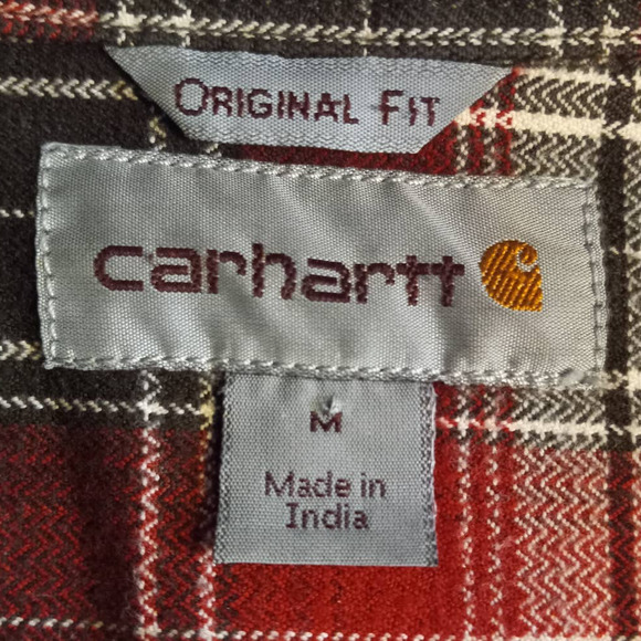 Carhartt | Oversized Red Plaid Heavyweight Flannel Button-Up Shirt/Shacket - Picture 5 of 10